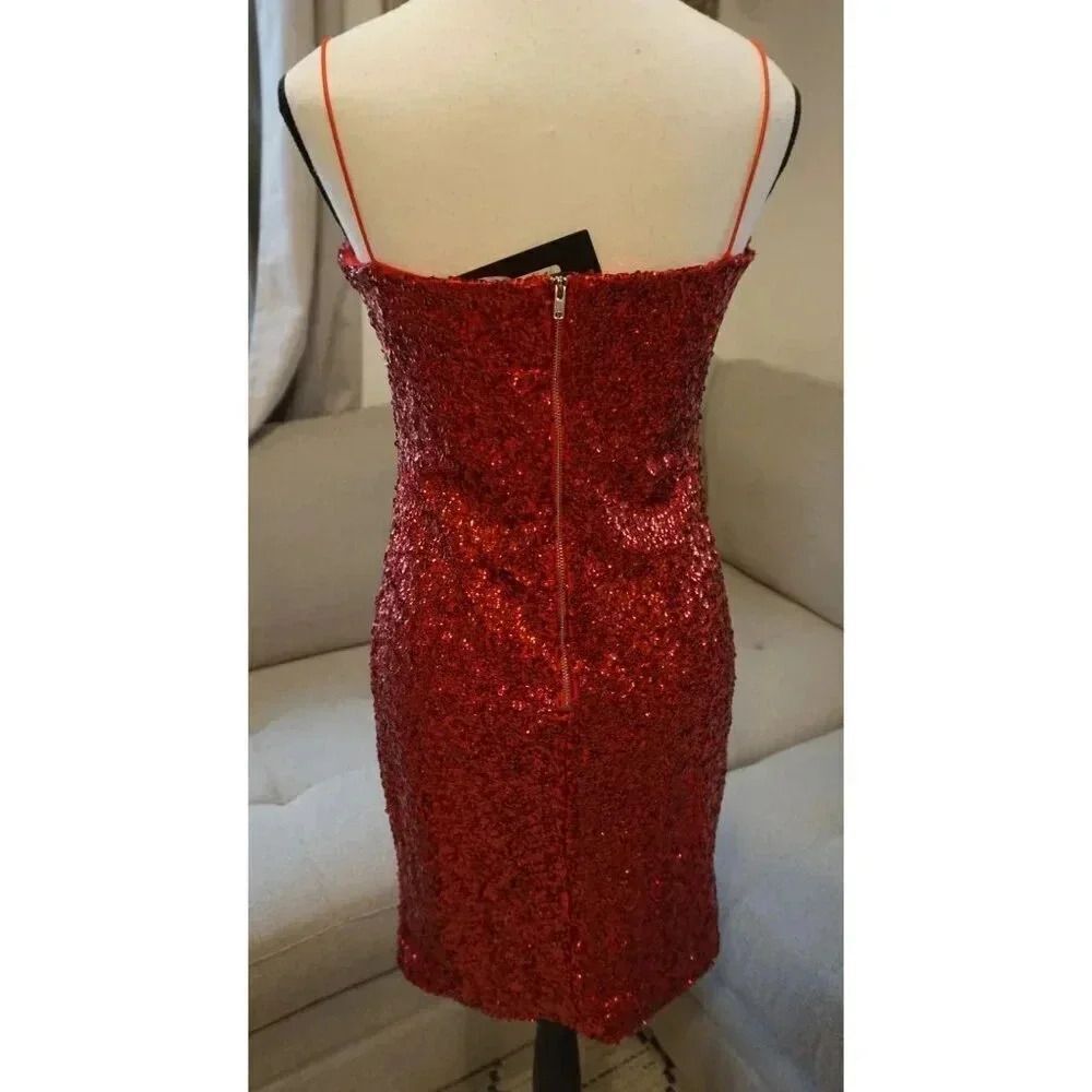 NWT Fashion Nova RED "My Valentine" Christmas/ NYE/ Holiday Sequin Mini Dress, S - Picture 4 of 12